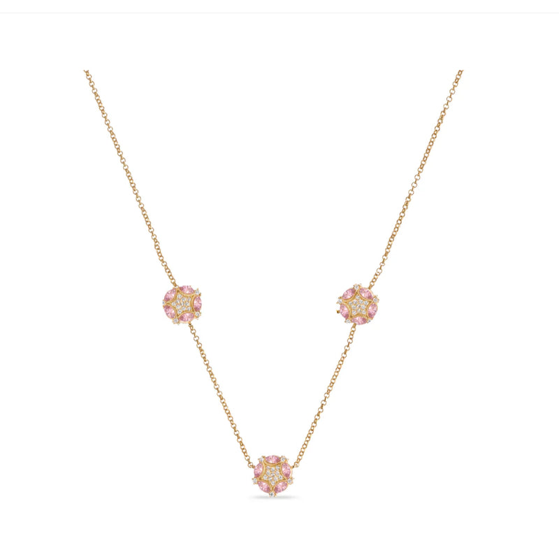 Collana Donna Laura P. Argento Dorato 925 Ciondoli Con Stelle  Rosa Zirconate CL0240GRS